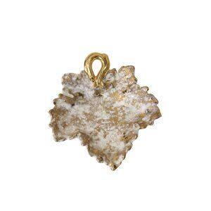 Gold Splatter Glaze Gilded Maple Leaf Trinket Dish Vintage Mid Century MCM 91552